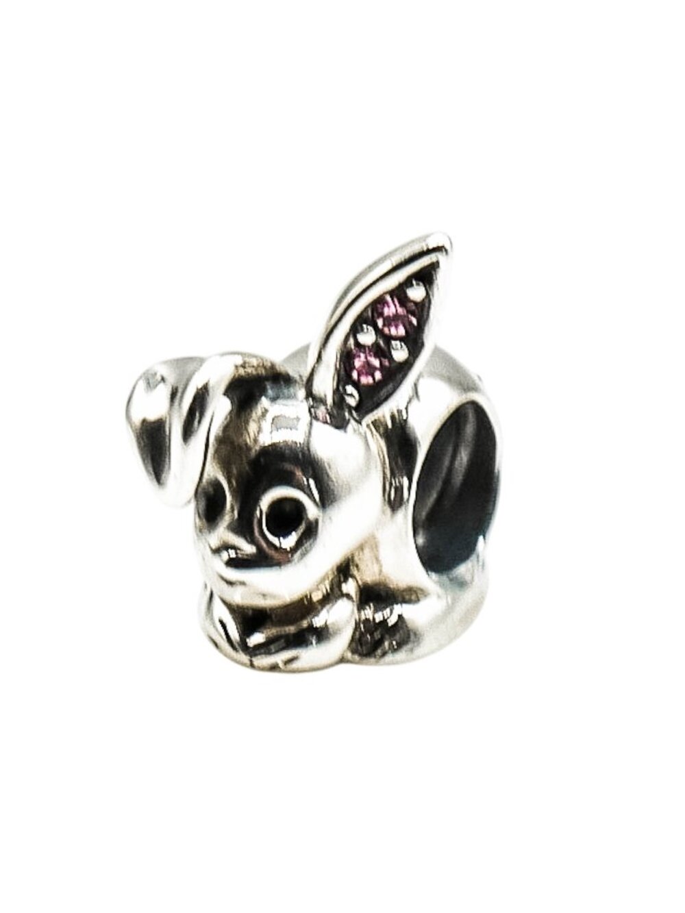 Chamilia Bunny Rabbit Charm Sterling Silver Pink Swarovski Crystal Easter Bead